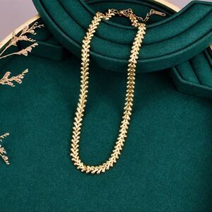 Gold Chevron Link Choker Necklace